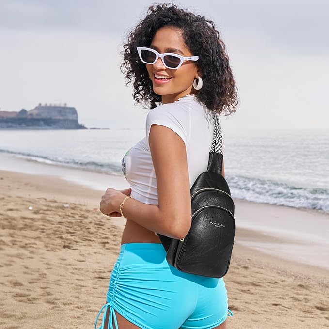 INICAT Crossbody Sling Bags Fanny Packs Valentine's Day Gifts Vegan Leather Travel Vacation Essentials Purses Women