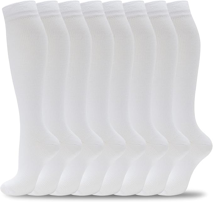 fenglaoda 8 Pairs Compression Socks for Men & Women 20-30 mmHg Knee High Nurse Pregnant Running Medical and Travel Athletic