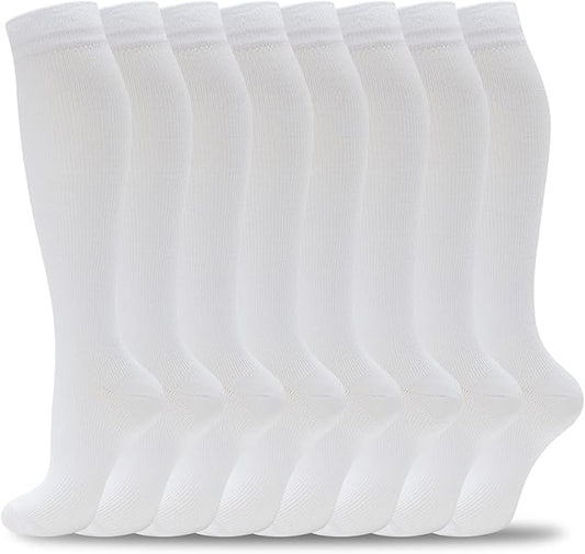 Compression Socks for Women Men Circulation Knee High 8 Pairs for Nurses, Running, Travel, Athletic