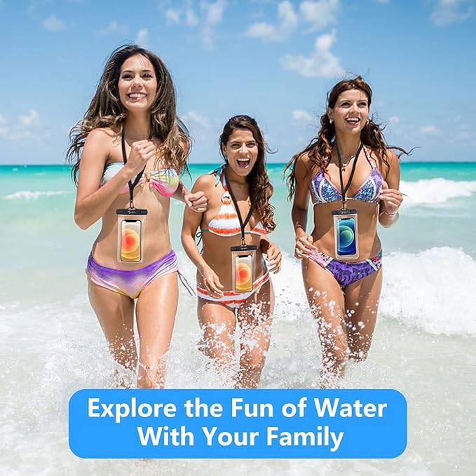 Waterproof Phone Pouch Bag - 7.5in Waterproof Phone Case for Beach Travel, IPX8 Cellphone Dry Bag with Lanyard for iPhone 17 16 15 Pro Max Galaxy S25 Ultra Pixel 10 Pro, Cruise Essentials 2025