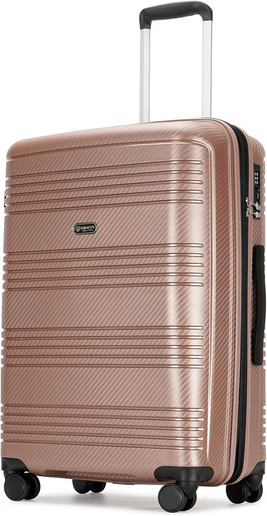 GinzaTravel 20 Inch Carry on Luggage 22x14x9 Airline Approved Hardside Suitcase with Spinner Wheels TSA Lock, 20-Inch, Rose Gold