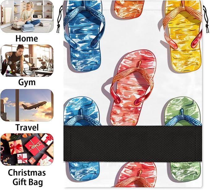 Slippers Travel Shoe Bag Waterproof Portable Shoe Bags for Storage with Drawstring Breathable Mesh Washing Organizer for Laundry Sneakers Boots Dance Shoes