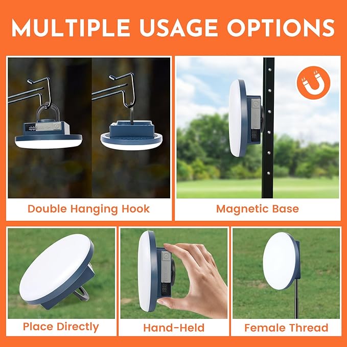 Camping Lantern Rechargeable, Camping Lights, Lanterns for Power Outages, Hanging Tent Lights with Magnet, Cordless Work Light, Waterproof Emergency Light for Home, Outdoor, Hurricane