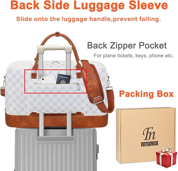 IBFUN Weekender Bags for Women, 21" Weekender Travel Bag, Travel Duffle Bag with Shoe Compartment Carry on Overnight Duffel Bag for Weekend Travel Business Trip, 3PCS