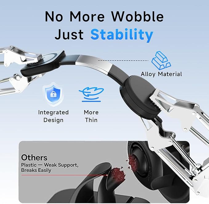 COOEXES Magnetic Car Phone Holder, Bendable Alloy Arm Car Mount with Vacuum Suction, All-in-one Dessign & 108LBS Strongest Suction & 360° Rotation for All MagSafe Phones iPhone 17 16 15 14 Pro Max