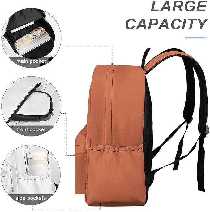 Terracotta Backpack Adult Travel Daybag for Women Men College Backpack for Vacation Hiking Camping Bag