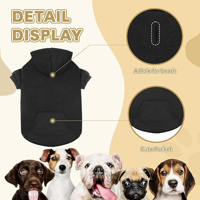 Dog Sweaters for Medium Dogs,Dog Hoodie Fleece Pet Sweater Soft Clothes Sweatshirt with Pocket Pet Hoodie for Medium Dogs(Black&M)