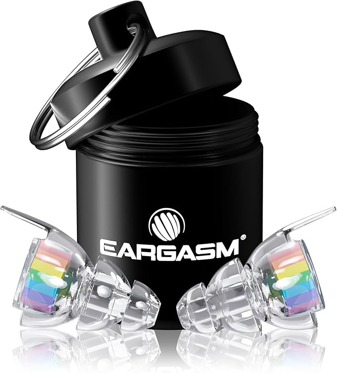 Eargasm High Fidelity Earplugs with Rainbow Filters - Reusable Noise Reduction Hearing Protection Ear-Plugs with Carrying Case for Concerts, Festivals, Raves, Musicians, Live Events, Sports