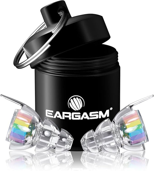 Eargasm High Fidelity Earplugs with Rainbow Filters - Reusable Noise Reduction Hearing Protection Ear-Plugs with Carrying Case for Concerts, Festivals, Raves, Musicians, Live Events, Sports