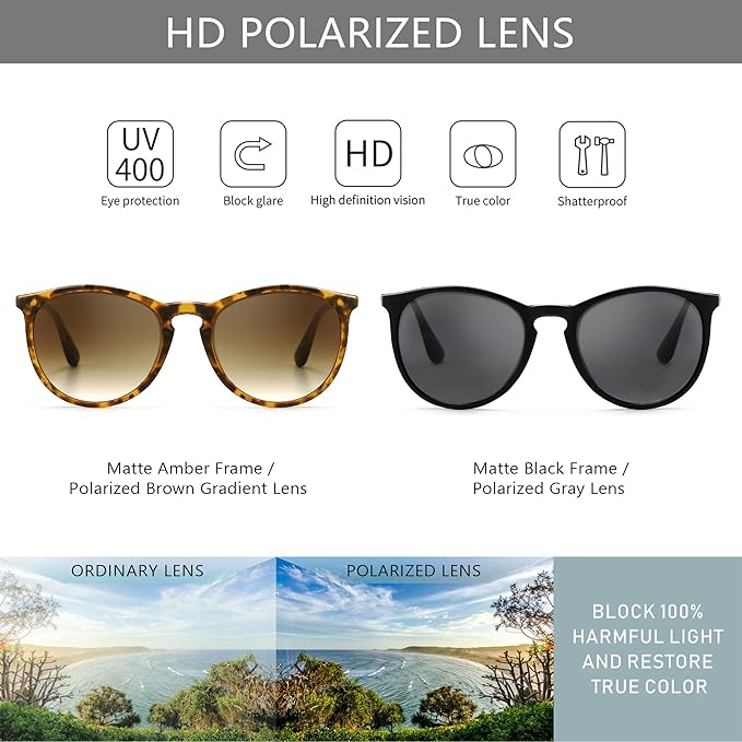 SUNGAIT Premium Vintage Round Sunglasses for Women Men Classic Retro Trendy Style