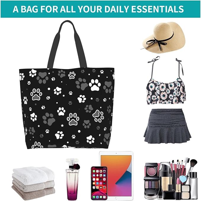 Large Tote Bag for Women Portable Beach Bag Reusable Grocery Bags Funny Gift Bag for Shopping Gym Travel