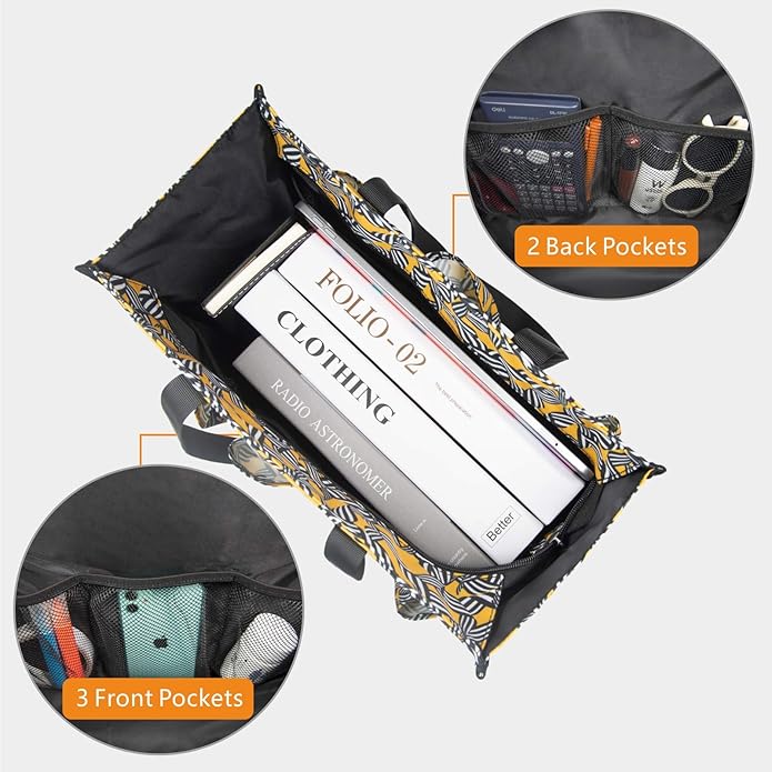 TOPDesign Utility Water Resistant Tote Bag with 13 Pockets, Top Zipper Closure & Thick Bottom Support, for Working Women