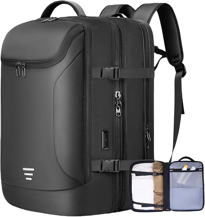 Travel Backpack for Men 50L Expandable Flight Approved Carry on Backpacks Luggage for Travel Water Resistant 17.3 inch Laptop Backpack with USB Charging Port