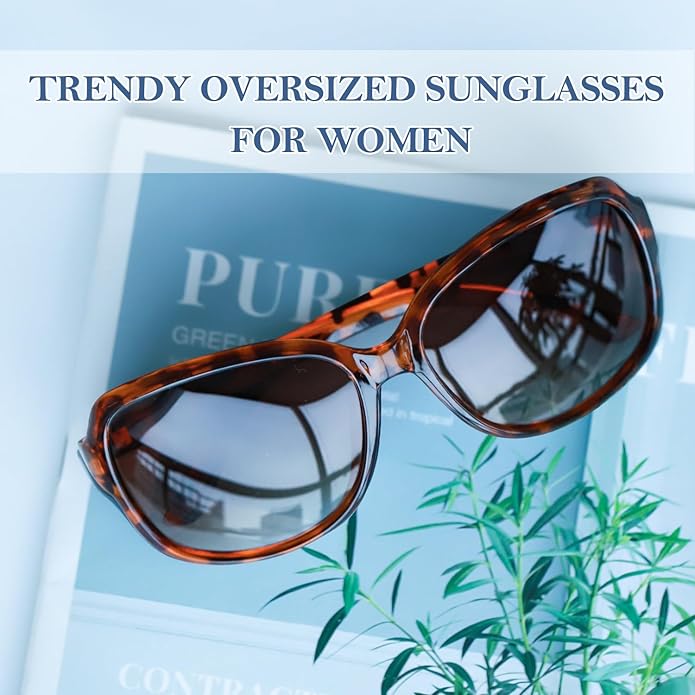 SIPHEW Polarized Sunglasses for Women | Vintage Square Sunglasses w UV400 Protection | Womens Wraparound Shade