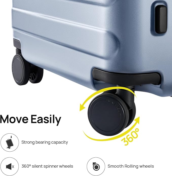 NINETYGO Large Checked Luggage 28 Inch, Checking In Luggage with Smooth Spinner Wheels, Lightweight, Hard Shell PC Suitcase, Lightweight Travel Luggage, TSA Approved (Shadow, Rhine Basic)