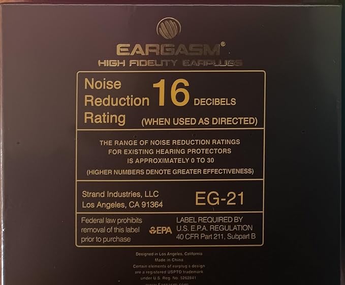 Eargasm High Fidelity Earplugs with Gold Filters - Reusable Noise Reduction Hearing Protection Ear-Plugs with Carrying Case for Bartenders, Concerts, Festivals, Raves, Musicians, Live Music, Sports