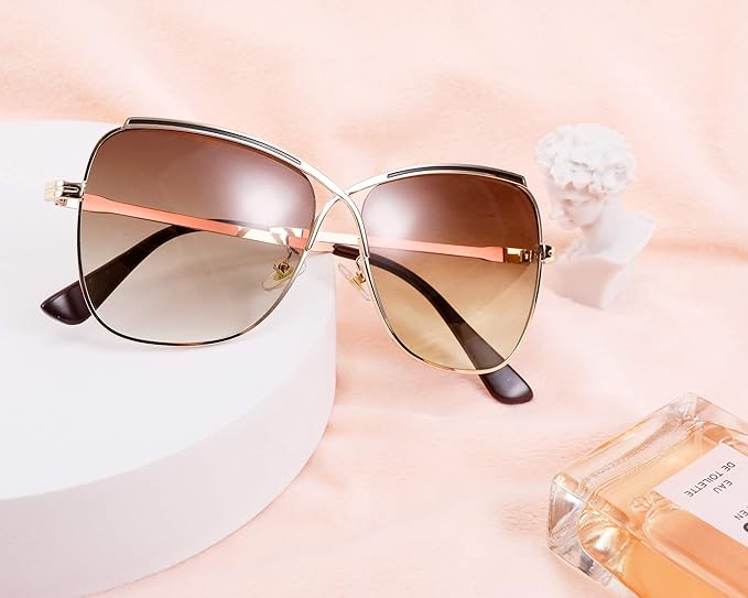 FEISEDY Womens Cute Sunglasses Oversized Butterfly X Shape Design Cateye Lady Sunglasses B2738
