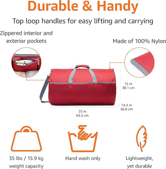 Amazon Essentials Duffel Bag, 25 inches, Red