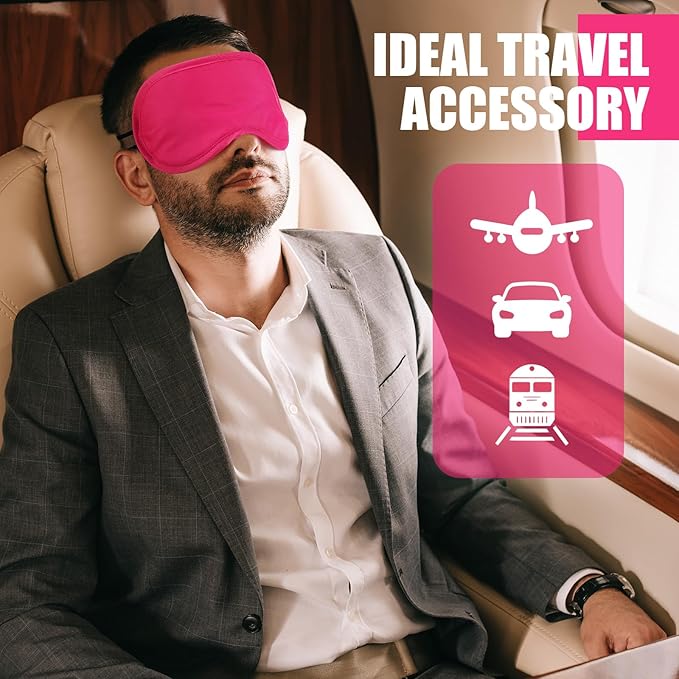 Tarpop 200 Pcs Eye Mask Sleeping Blindfold Eye Cover with Adjustable Strap for Games Party Team Building Travel Individually Wrapped Sleep Mask for Women Men (Rose Red)