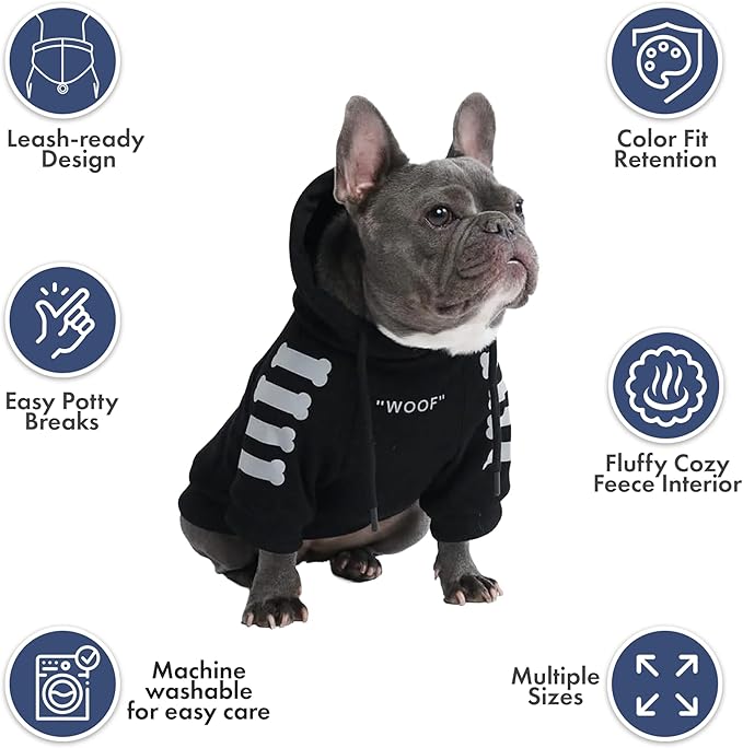 Spark Paws Dog Hoodie – Premium Dog Sweater for Small, Medium, and Large Dogs | Warm Outfits for French Bulldogs, Pitbull, Puppy, Winter Jacket Alternative - Woof - L