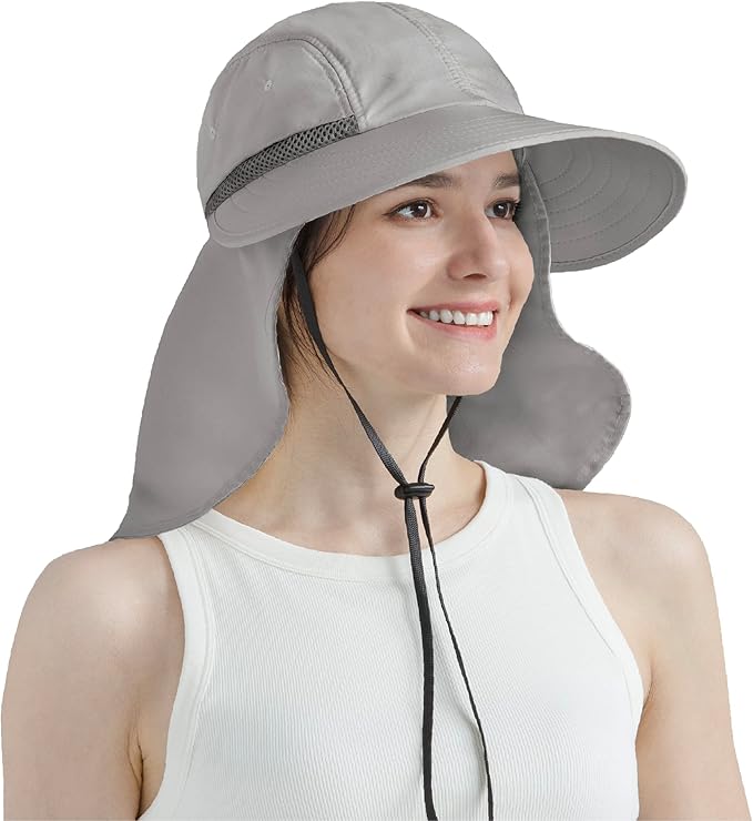 SUN CUBE Sun Hat for Women with Ponytail Hole Neck Flap, Gardening Hat Women Sun Protection, UV Hats Hiking Walking Fishing
