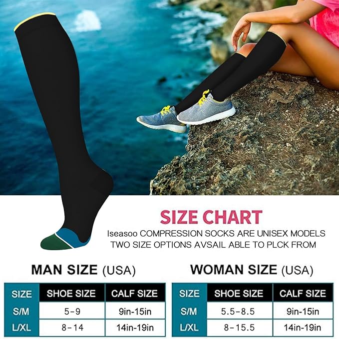 Copper Compression Socks 15-20 mmHg for Men & Women 8 Pairs – Circulation Support for Nurses, Travel, Running, Hiking, Soccer
