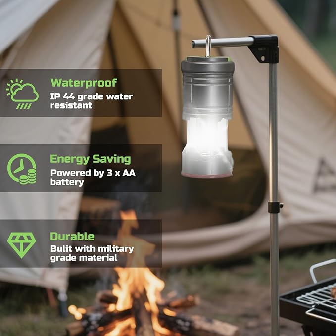 Lichamp Collapsible LED Camping Lantern, Portable Lightweight Waterproof LED Flashlight, 4 Light Modes, Survival Kits for Indoor Outdoor Home Emergency Power Outages Hiking Hurricane, 4 Pack, Medium