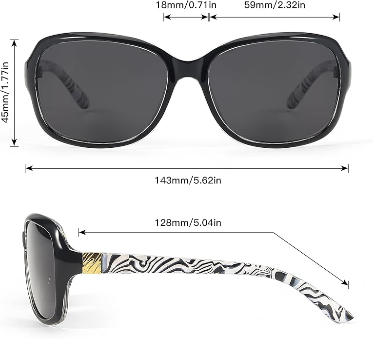 SIPHEW Polarized Sunglasses for Women | Vintage Square Sunglasses w UV400 Protection | Womens Wraparound Shade