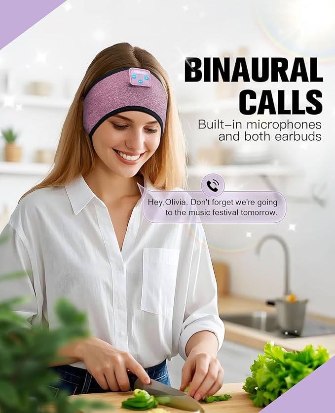 Voerou Sleeping Headphones Wireless Bluetooth 5.4 Headband, Sleep Music Earbuds Earphones with Ultra-Thin HD Stereo Speakers for Sleep Yoga Travel Workout, Unique Christmas Tech Gifts for Men Women