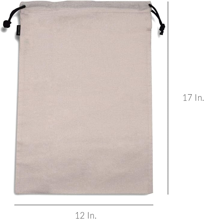 ZENPAC Travel Shoe Bag, Beige Duster Flannel Pouch Drawstring Closure, Washable Breathable Cotton Fabric for Cowboy Boot Storage, Luggage, 12x17, 2 Pack