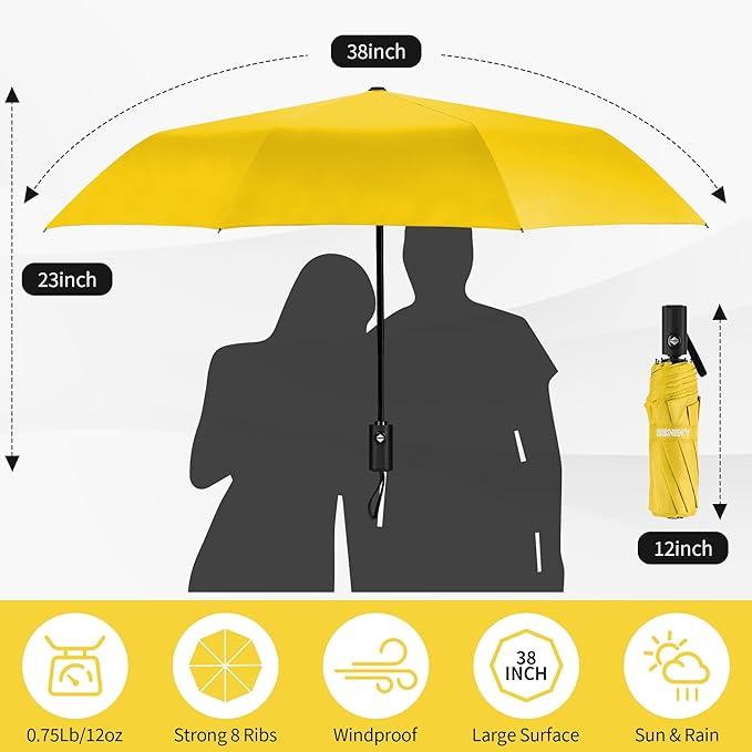 Seniny Windproof Travel Umbrella, Automatic Umbrellas for Rain, Portable & Compact Umbrellas for Backpack, Strong UV for Protection, Folding Small Sun Umbrella for Car, Walking