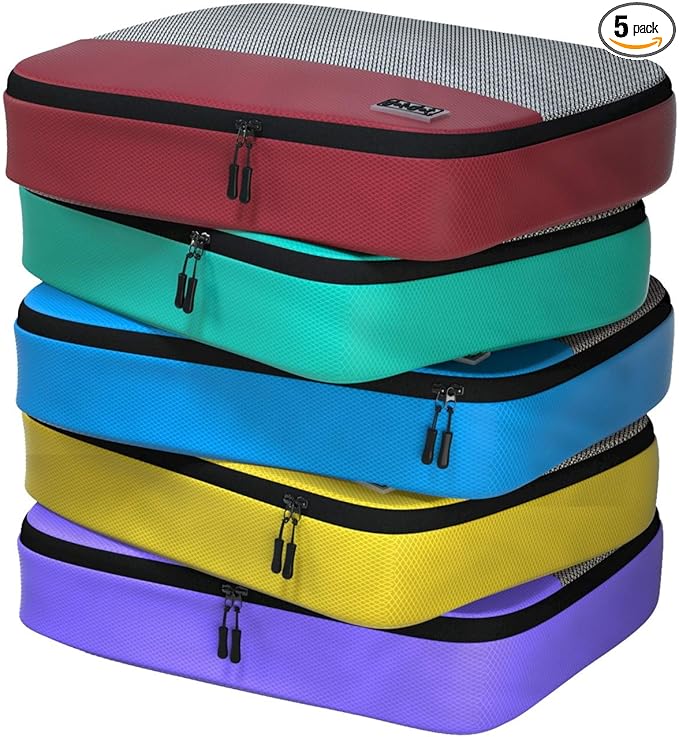 Large Packing Cubes for Travel - 5pc Packing Cubes for Suitcases - Lightweight Luggage Organizer Bags