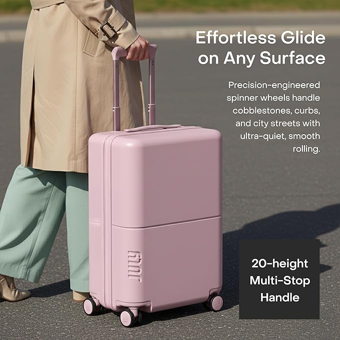 Carry On Essential - 20" Airline Approved Carry On Luggage with Wheels, Travel Suitcase for Men & Women - Premium Rolling Suitcase, TSA Lock, Polycarbonate Shell, Spinner Wheels - Blush Pink