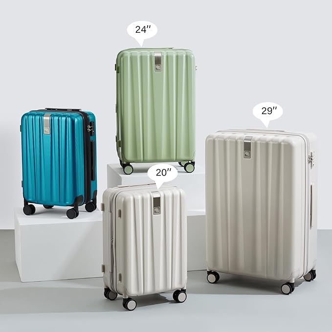 Hanke 29 Inch Expandable Checked Luggage Lightweight PC Hard Shell Luggage Suitcases with Wheels Tsa Luggage Rolling Large Suitcase Travel Luggage Bag for Study Abroad(Caribbean Blue)