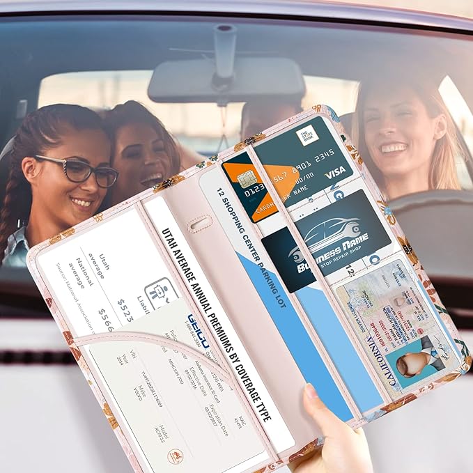 CoBak Car Registration and Insurance Holder - Vehicle Glove Box Car Organizer,Auto Truck Comparment Accessories Case with Magnetic Closure for Driver License,Cards