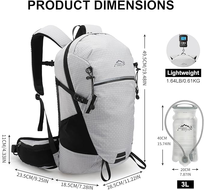 Hydration Backpack, 25L Hiking Backpack with 3L Water Bladder and Rain Cover, Hiking Water Backpack Men Women Lightweight Hydration Pack for Hiking, Cycling, Climbing, Camping