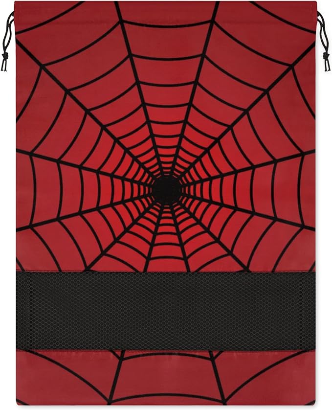 Spiders Red Web Travel Shoe Bag Waterproof Portable Shoe Bags for Storage with Drawstring Breathable Mesh Washing Organizer for Laundry Sneakers Boots Dance Shoes