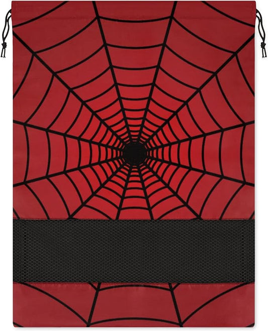 Spiders Red Web Travel Shoe Bag Waterproof Portable Shoe Bags for Storage with Drawstring Breathable Mesh Washing Organizer for Laundry Sneakers Boots Dance Shoes