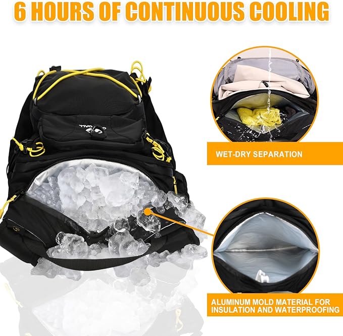 ONETOALL Hydration Backpack 22L, Hiking Backpack with 2L Leakproof Bladder, Sewn-in Rain Cover, Insulated Compartment for Men & Women Running, Cycling, Camping