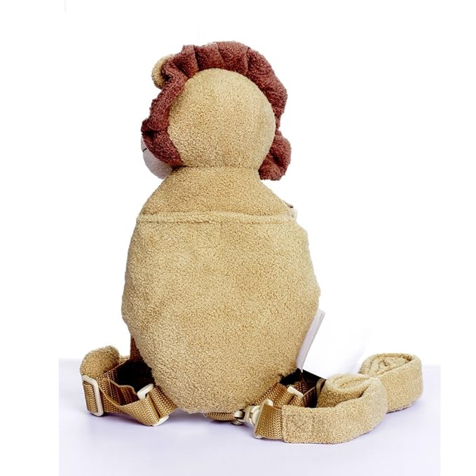 2 in 1 Lion Toddler Safety Harness Backpack Children's Walking Leash Strap（Yellow）