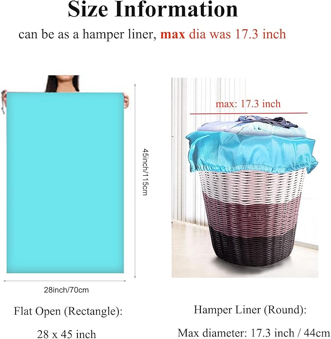 OTraki Extra Large Laundry Bag 2 Pack Laundry Basket Laundry Hamper Liner Dirty Clothes Bag 45x28 Inch Heavy Duty Laundry Bag XL Big Drawstring bag for Home Dorm Hotel Travel Camp Turquoise Blue