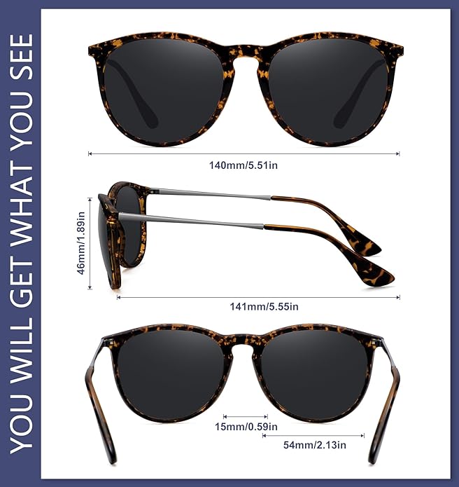Retro sunglasses womens 2024 trendy round classic glasses