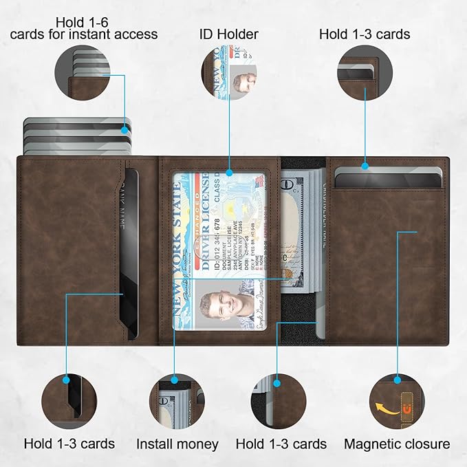 GAOCHALE Wallet for Men Pop up Card Holder, Smart, Slim, Minimalist Design for Front Pocket, Premium RFID Blocking, 10-14 Card Capacity | ID Window | Cash Slot(Gradient Light Brown)