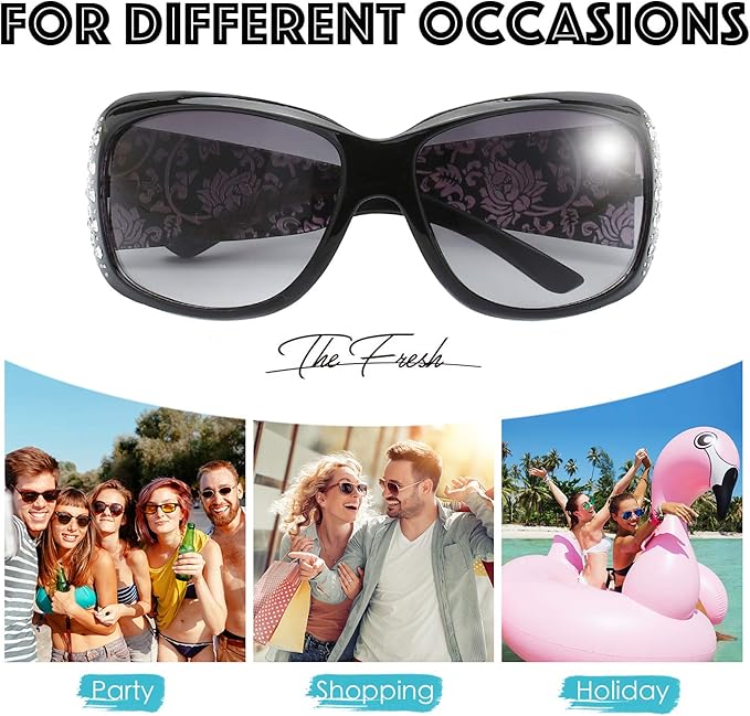 The Fresh Trendy Classic Women Hot Fashion Rhinestones Sunglasses with Gift Box