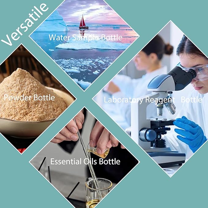 12-Pack 1oz Wide Mouth Plastic Reagent Bottles, Translucent PP Sample Containers with Screw Caps for Lab, Travel, Classroom, Liquid Storage (12, 1 oz 30 ml)