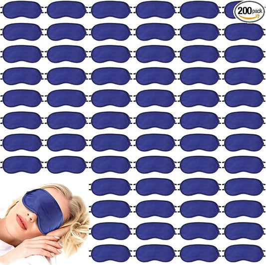 Tarpop 200 Pcs Eye Mask Sleeping Blindfold Eye Cover with Adjustable Strap for Games Party Team Building Travel Individually Wrapped Sleep Mask for Women Men(Blue)