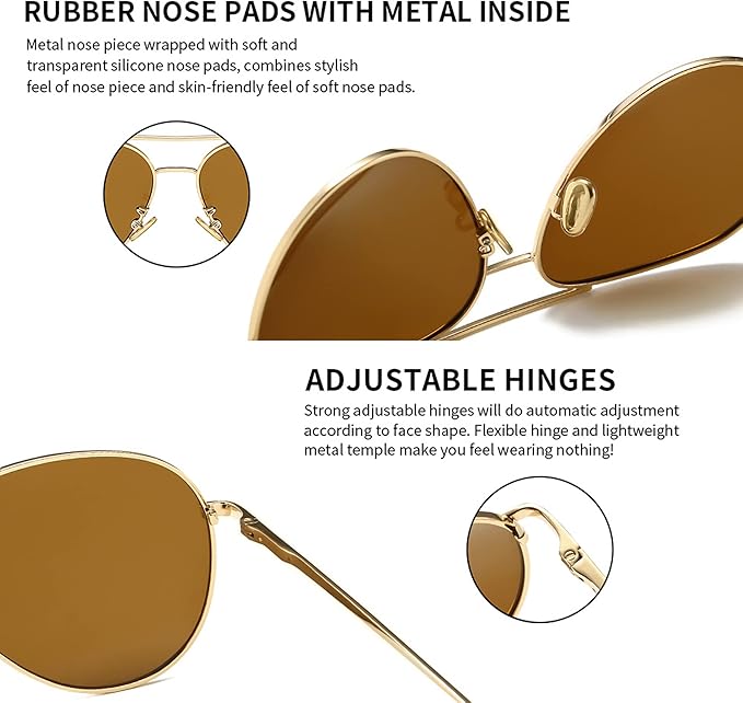 SUNGAIT Women's Lightweight Oversized Aviator Sunglasses - Classic Style Polarized Lens