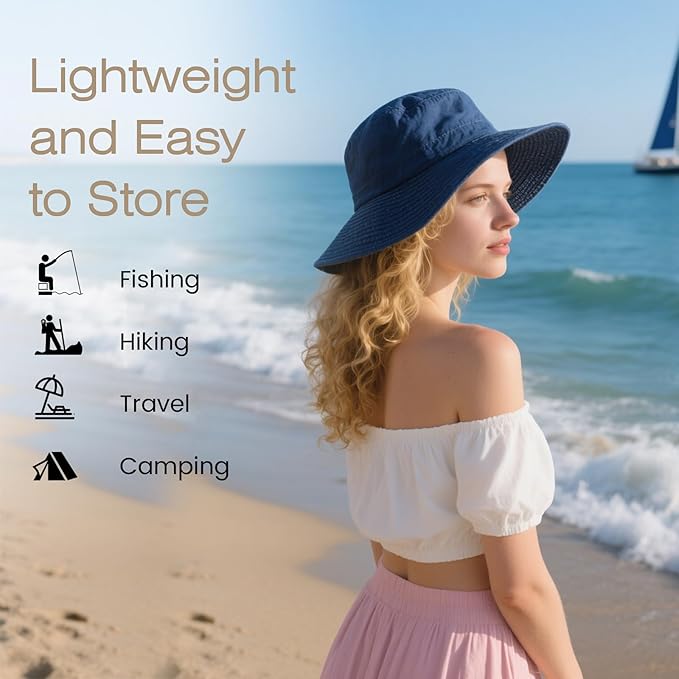 Bucket Hat Wide Brim UV Protection Sun Hat Boonie Hats Fishing Hiking Safari Outdoor Hats for Men and Women