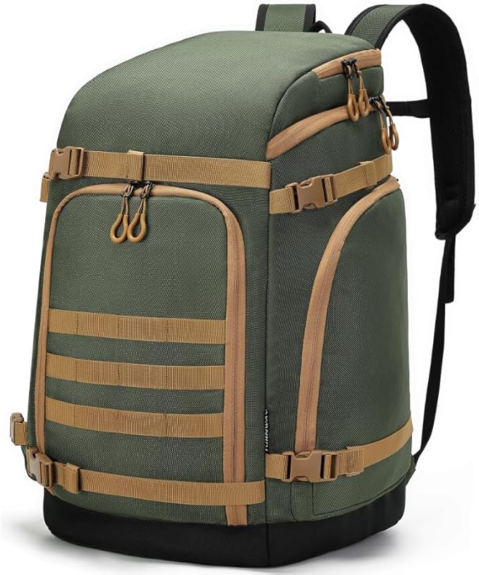 New Ski/Snowboard Boot Bag/Skating Bag | Excellent for Store and Transport Gear, Helmet, Goggles & Accessories | Travel with Waterproof Exterior, Reflective Strip for Men, Women (Green)