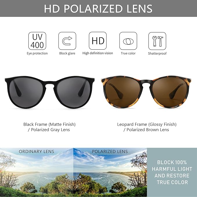 SUNGAIT Premium Vintage Round Sunglasses for Women Men Classic Retro Trendy Style